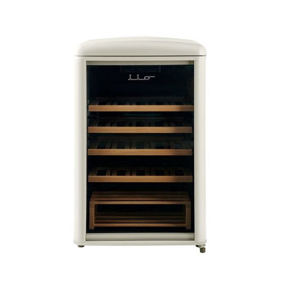 iio 30 Bottle Freestanding Retro Wine Cooler with Wooden Shelves Wayfair